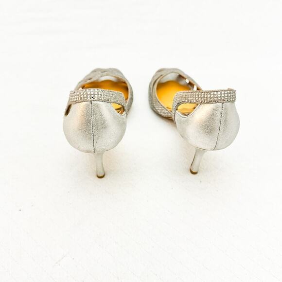 Badgley Mischka Silver Open Toe Sandal Silver Studded Size 7.5 - Picture 4 of 6